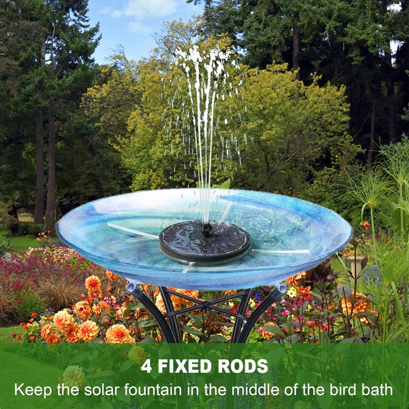 Yzert Solar Fountain with 2000 mAh Battery Backup Works in Cloudy, Glass Solar Powered Bird Bath Fountains with 7 Nozzles, 3.5 W Solar Fountain Pump for Birdbath,Garden, Outdoor, Pond (Black) - Image 4